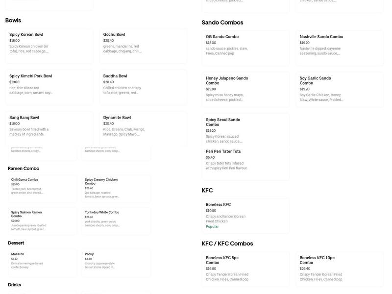 Ko-Lab Collaborative Kitchen Menu