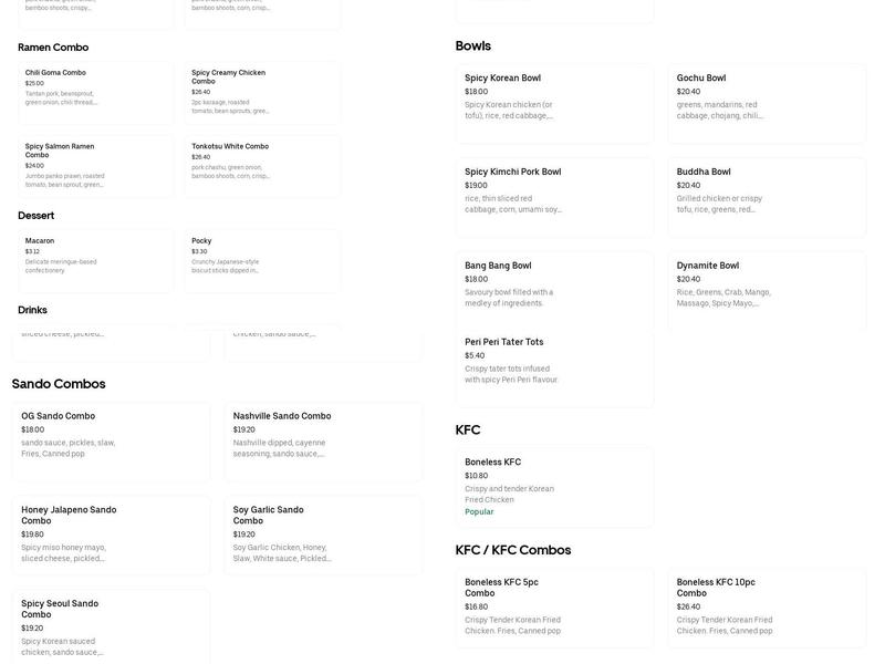 Ko-Lab Collaborative Kitchen Menu