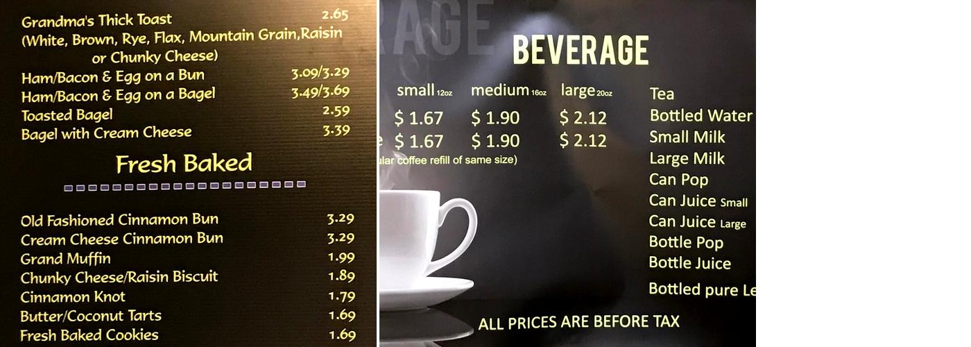 Grandma Lee's Bakery & Cafe Menu