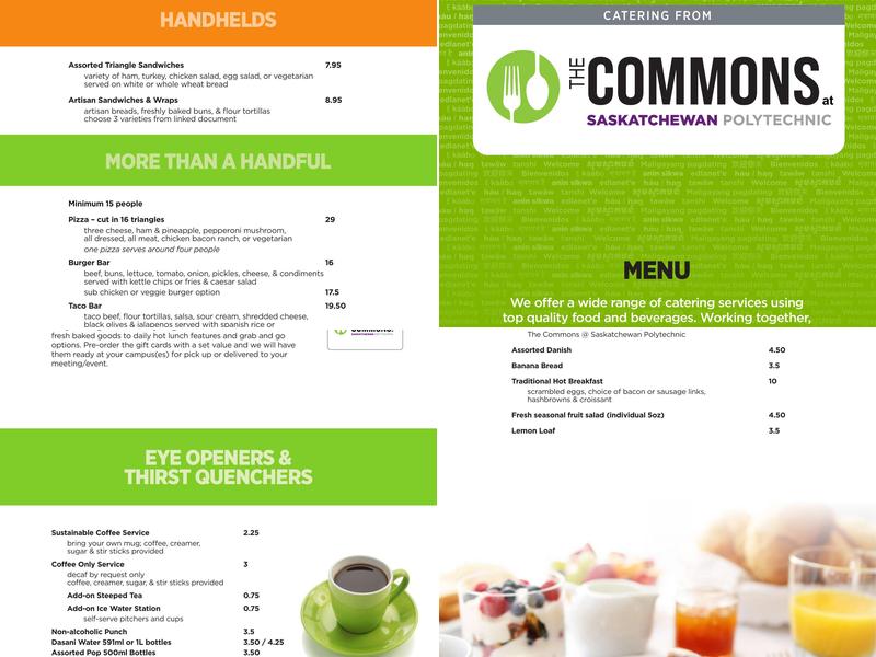 Saskatchewan Polytechnic Food Services Menu