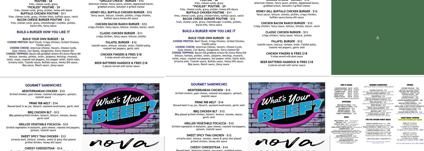 Nova Grillhouse Menu