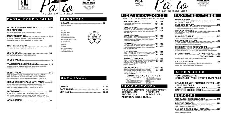 The Canal District Menu