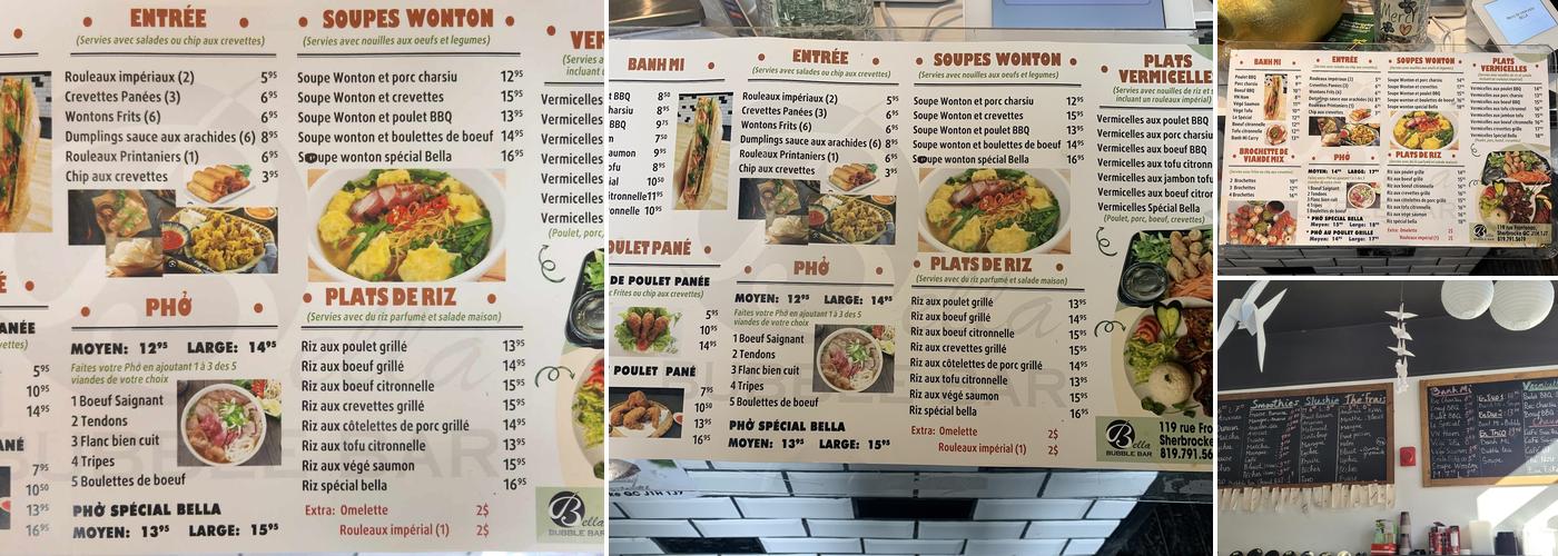 Bella Bubble Bar Menu