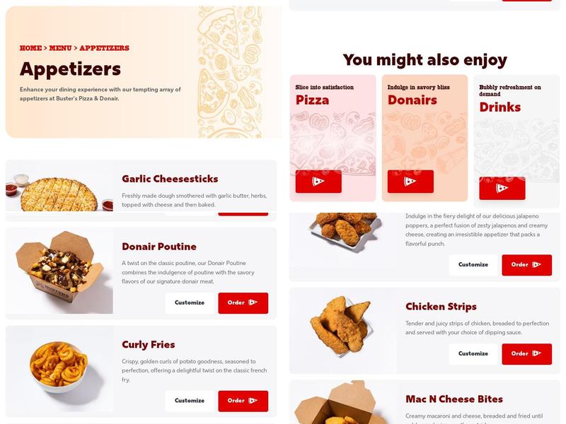 Buster's Pizza & Donair Menu