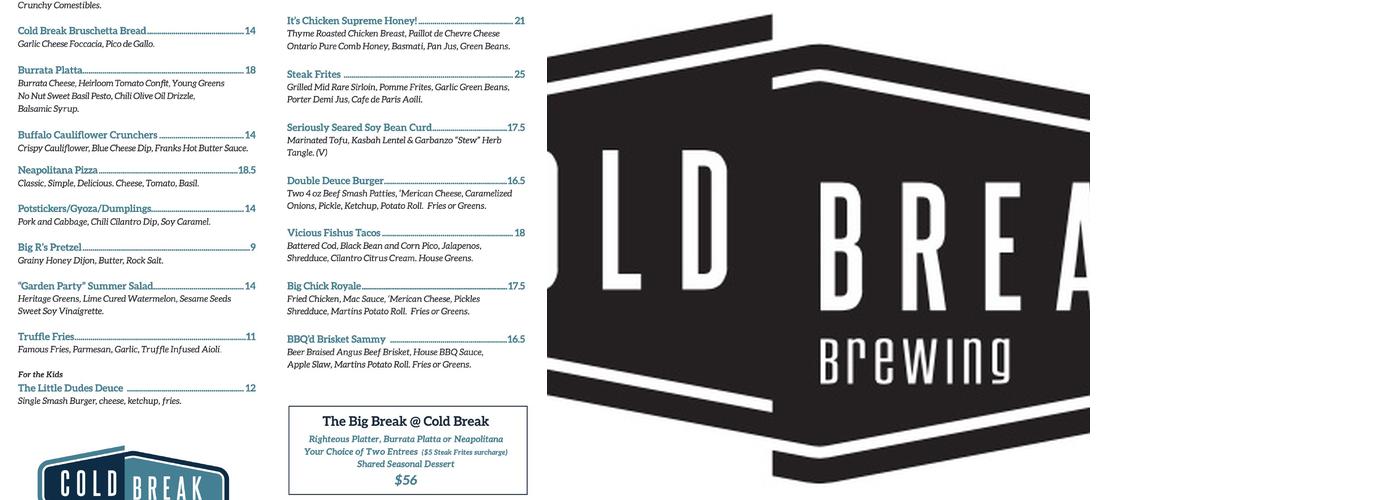 Cold Break Brewing Menu