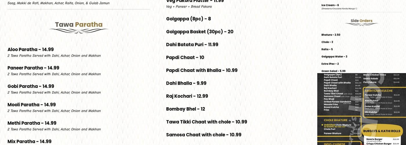 Sam's Chaat House Menu