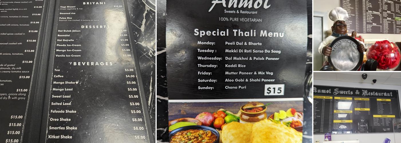 ANMOL SWEETS RESTAURANT Menu