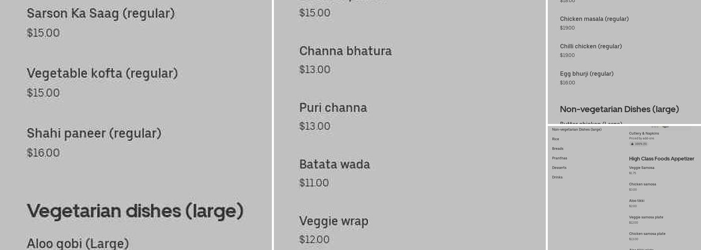 Halal Wow, Wow! Menu