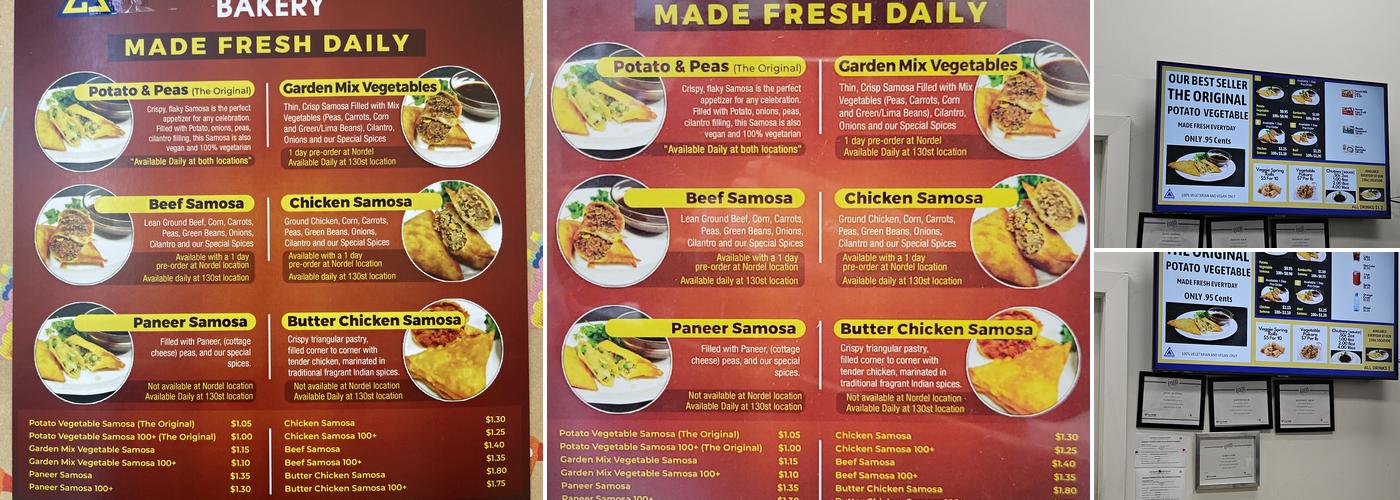 Golden Samosa Bakery Menu