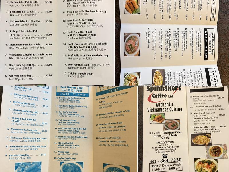 Spinnaker's Cafe Menu