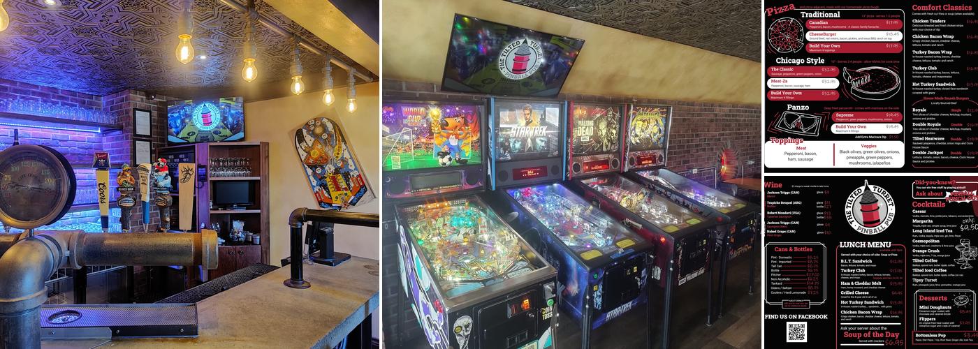 The Tilted Turret Pinball Pub Menu