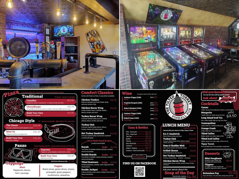 The Tilted Turret Pinball Pub Menu