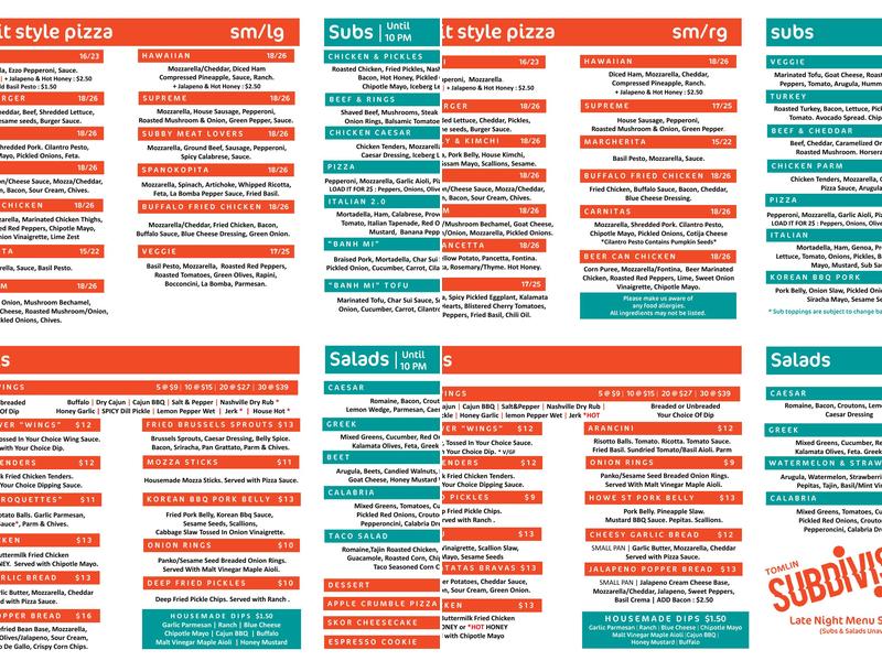 Tomlin Subdivison Menu