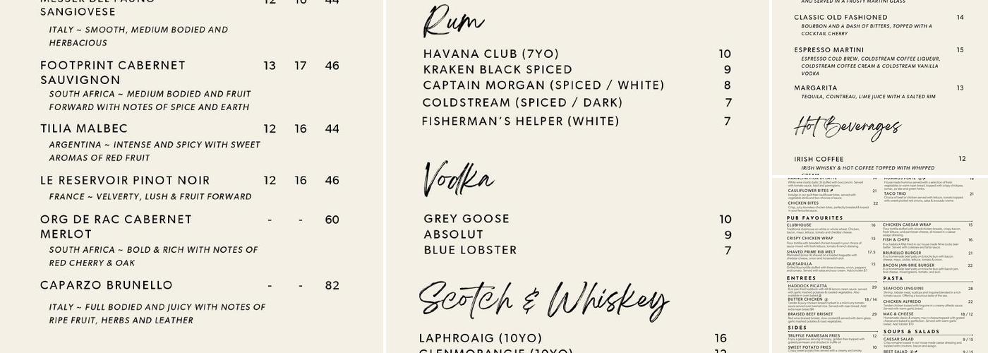 Nineteen Menu