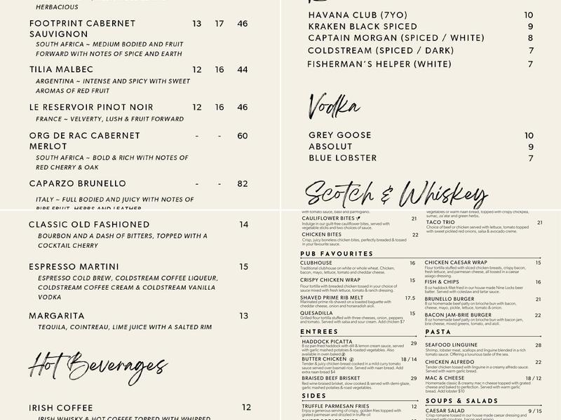 Nineteen Menu
