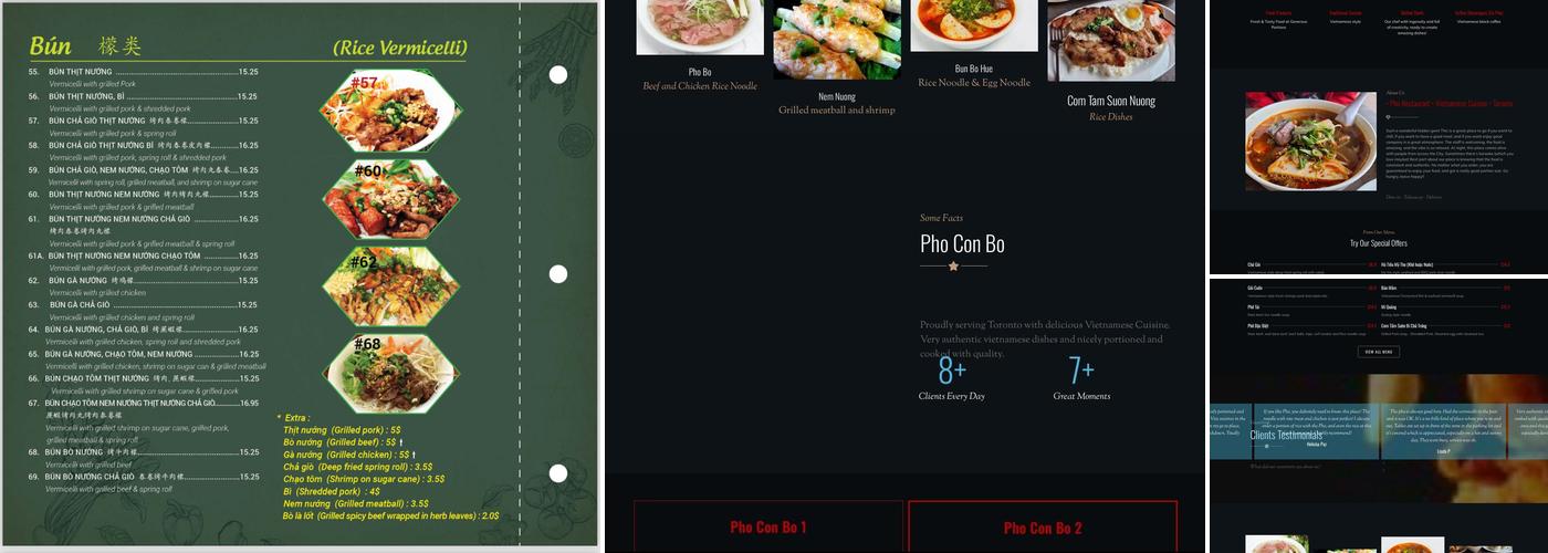 Pho Con Bo Menu