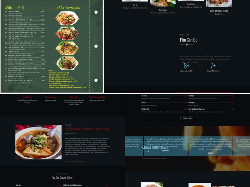 Pho Con Bo Menu