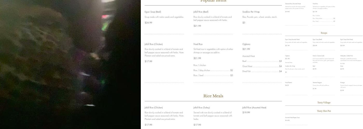 Tasty Jollof Restaurant and Lounge Menu