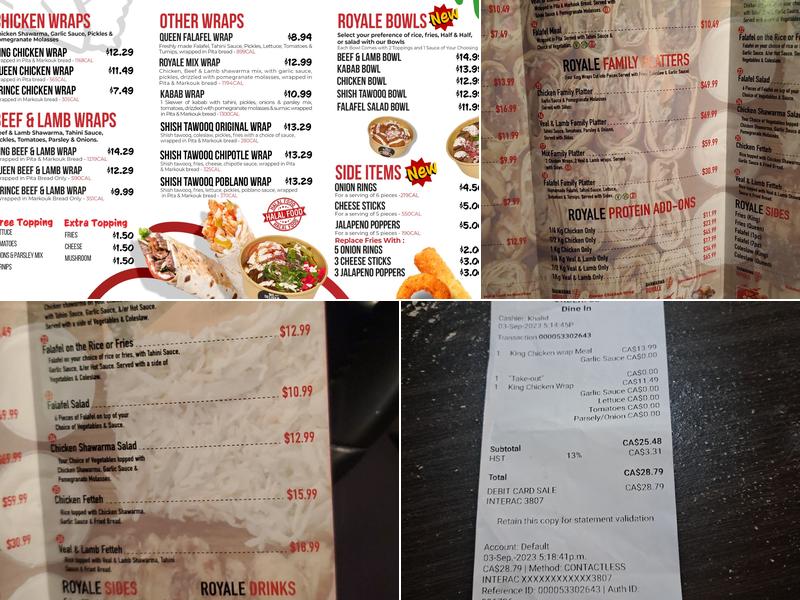 Shawarma royale Menu