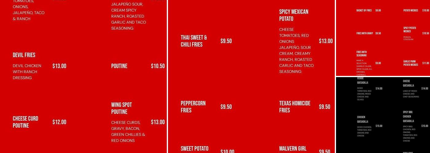 The Wing Spot - Eglinton Menu