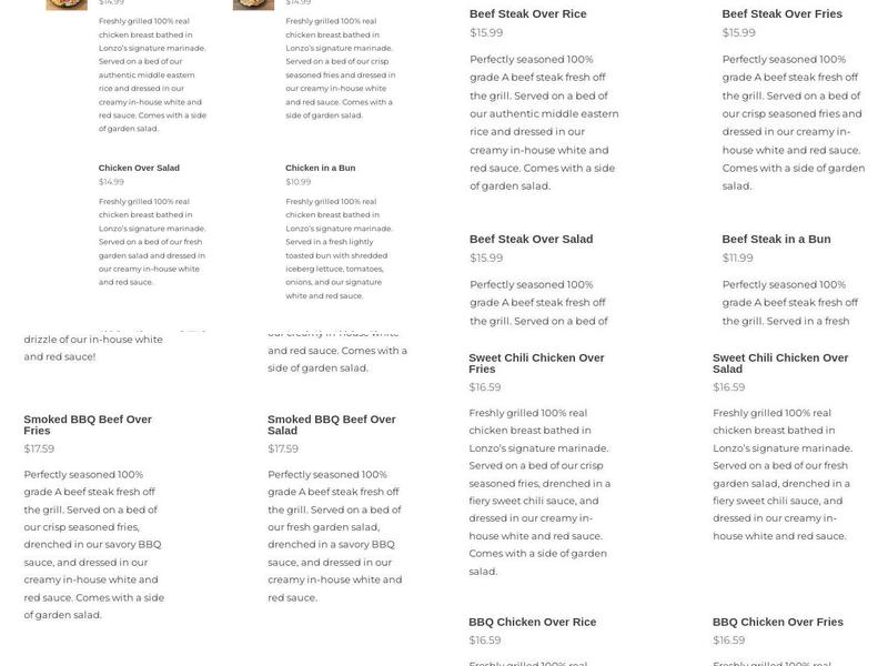 Lonzos Kitchen (Scarborough) Menu