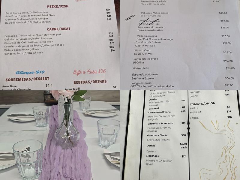 Vagueira Restaurant Menu