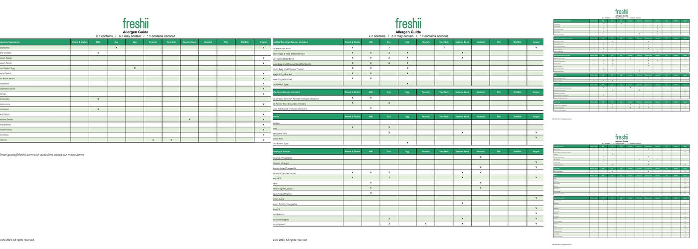 Freshii Menu
