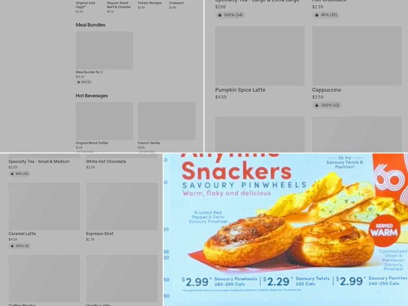Tim Hortons Menu