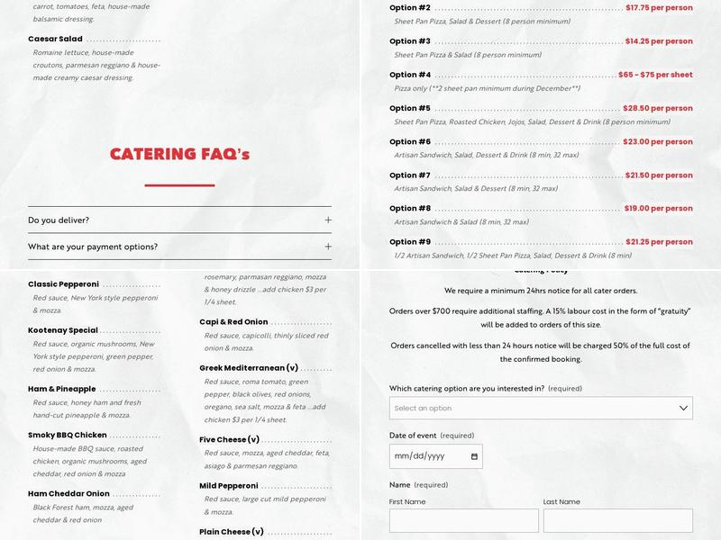 The Rustic Crust Menu