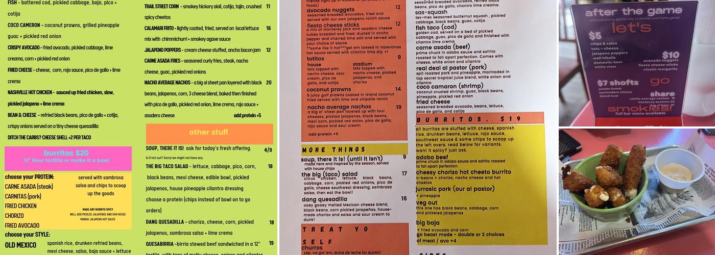 Taco Debacle Menu