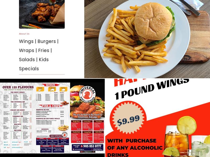 Universal wings & burgers Menu
