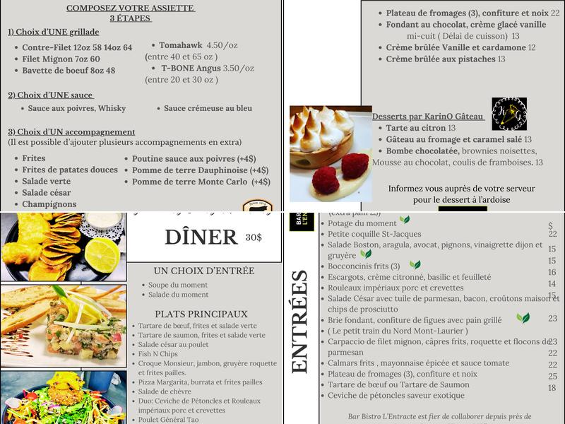 Bar Bistro L'Entracte Inc Menu