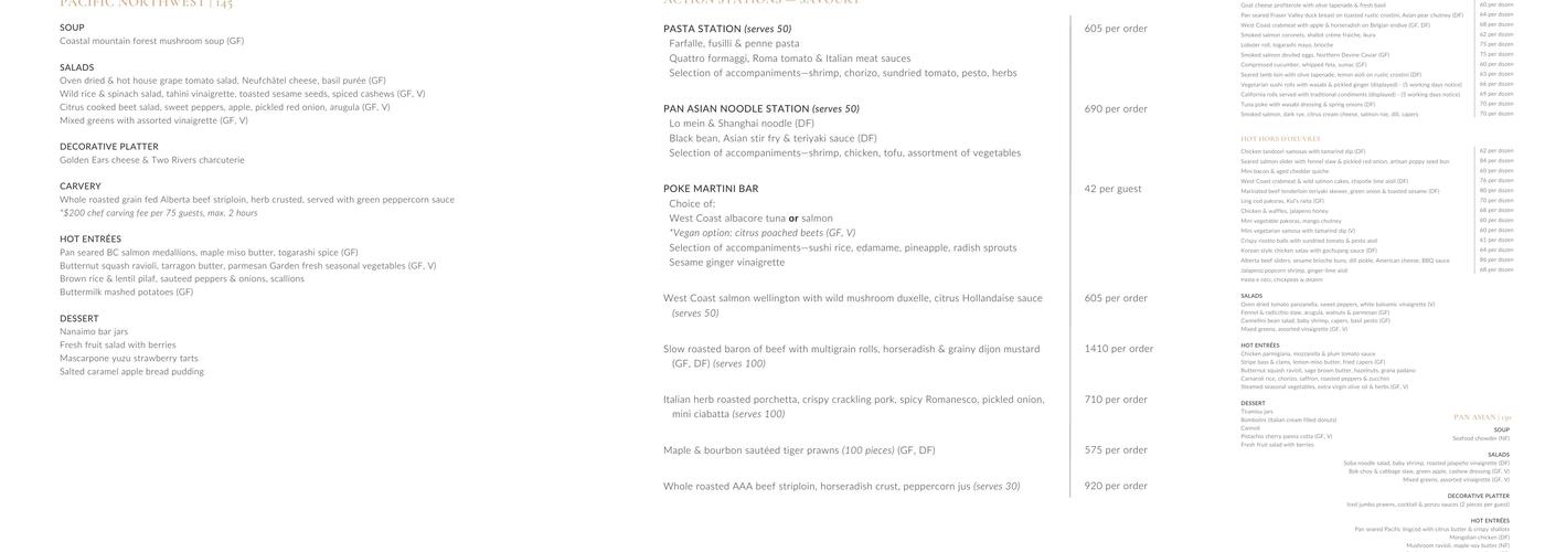Pan Pacific Vancouver Menu