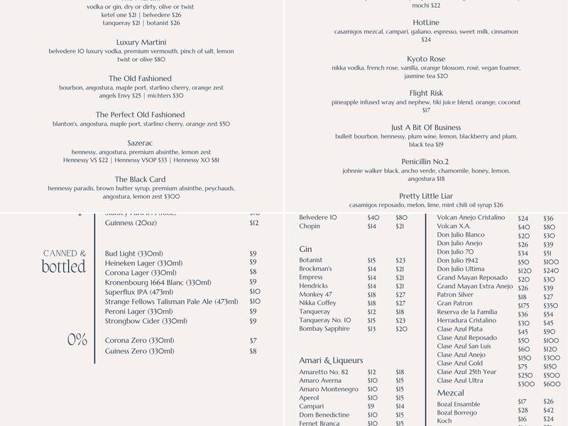 Karma Lounge Menu