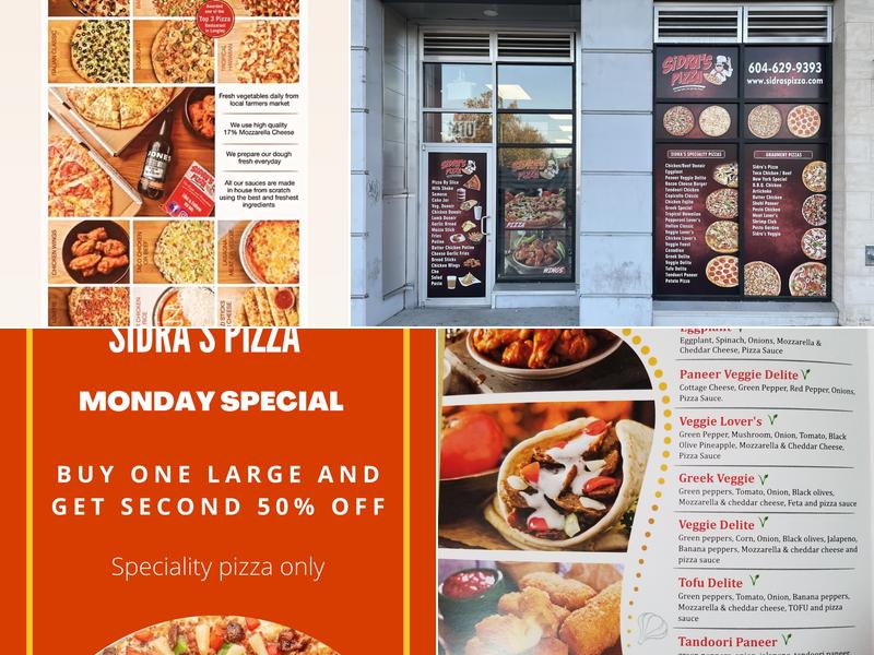 Sidra’s Pizza Menu