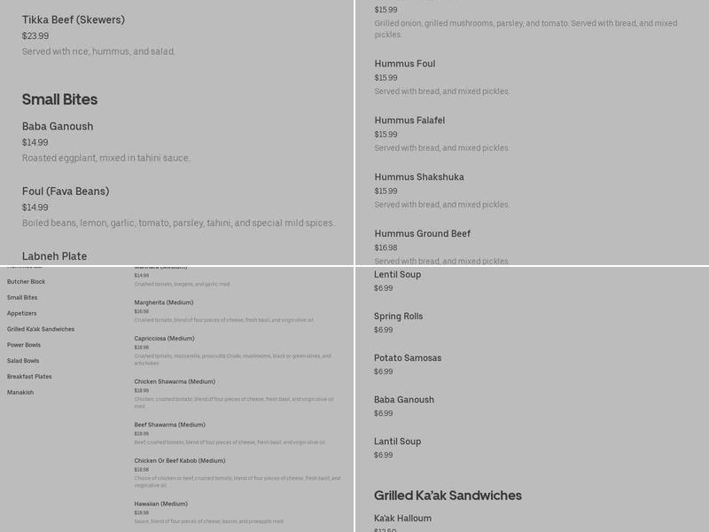 Lamassu Lounge and Grill Menu