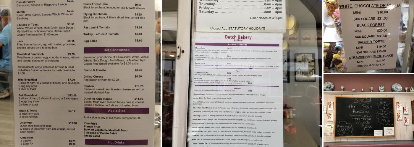 Dutch Bakery & Diner Menu
