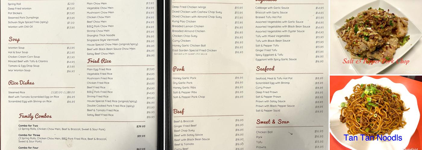 East Garden Restaurant Menu