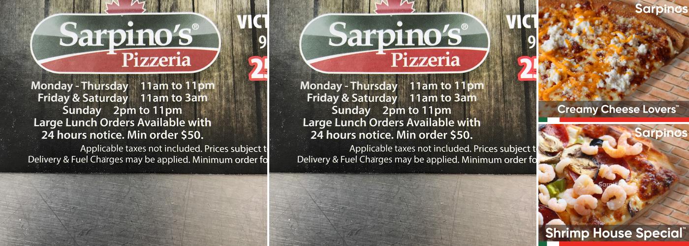 Sarpino's Pizzeria Esquimalt Menu