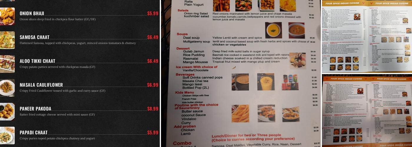 Four Spice Menu