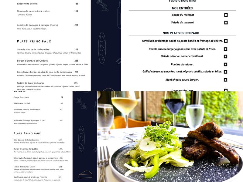 Restaurant Le Laurier Menu