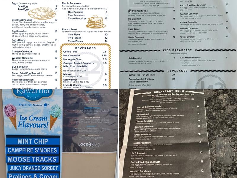 Lock 42 Grill Menu