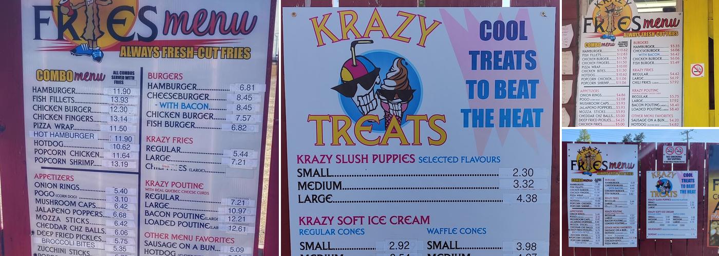 Krazy Fries Menu