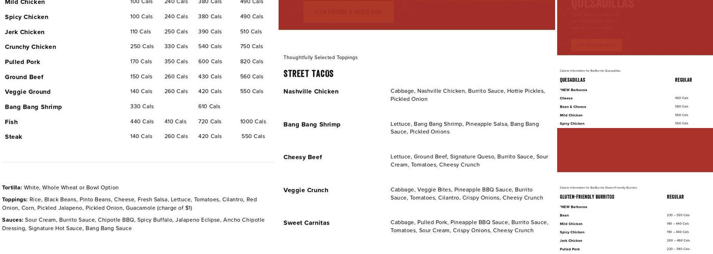 barBURRITO Menu