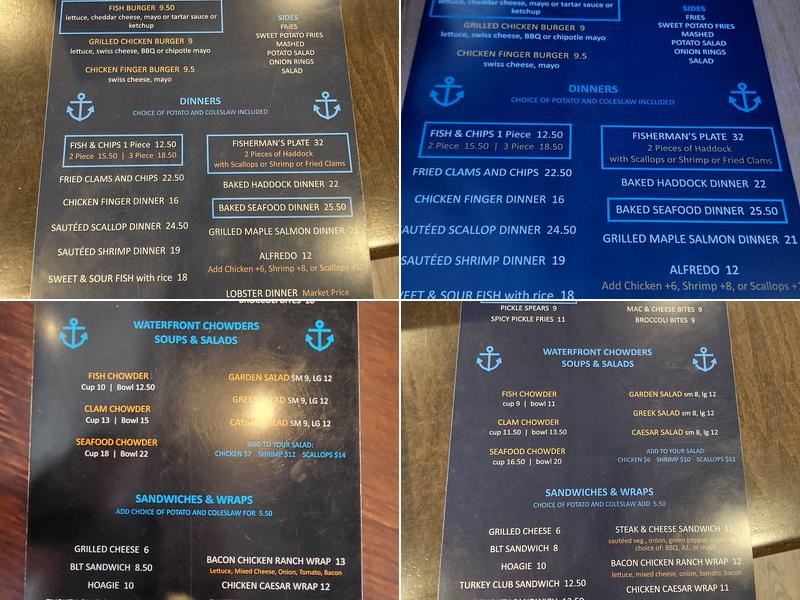 Pier Waterfront Menu