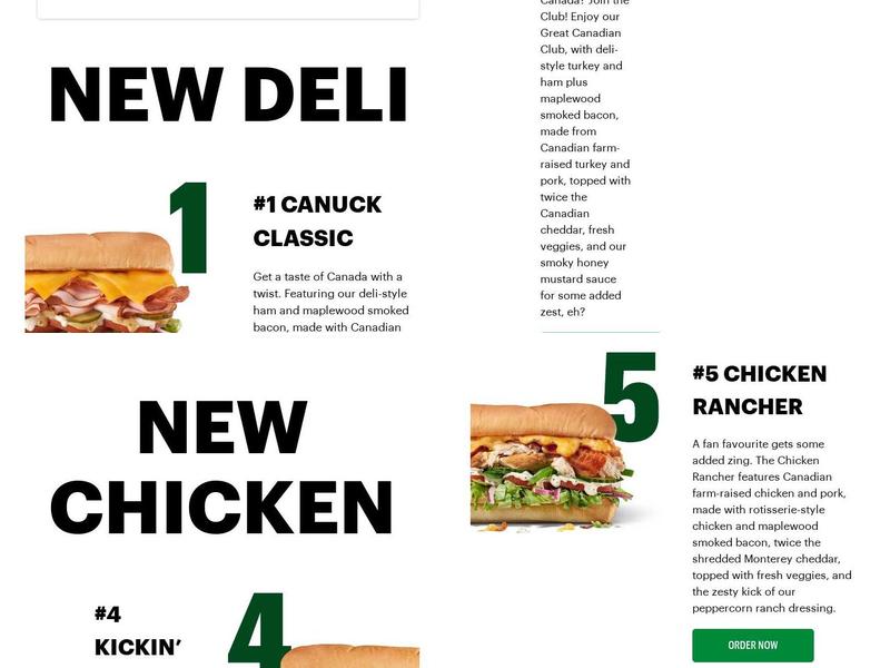 Subway Menu