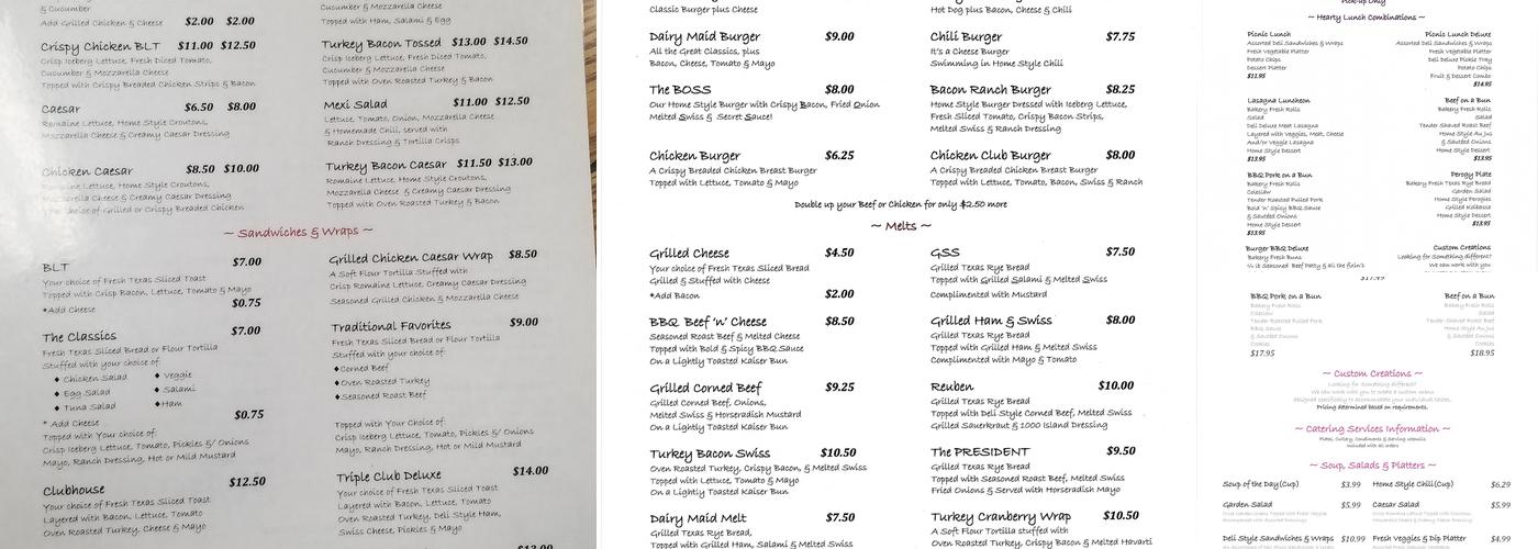 Dairy Maid & Deli Menu