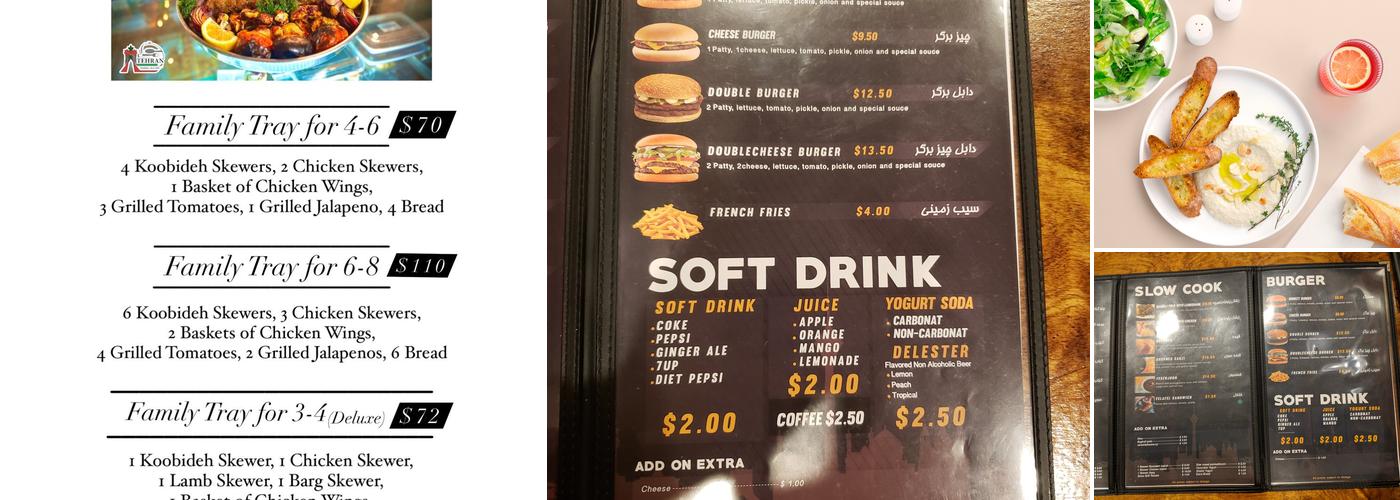 Tehran Cafe Menu