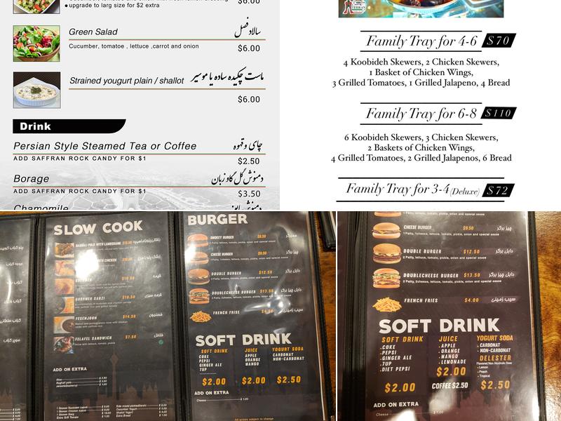Tehran Cafe Menu