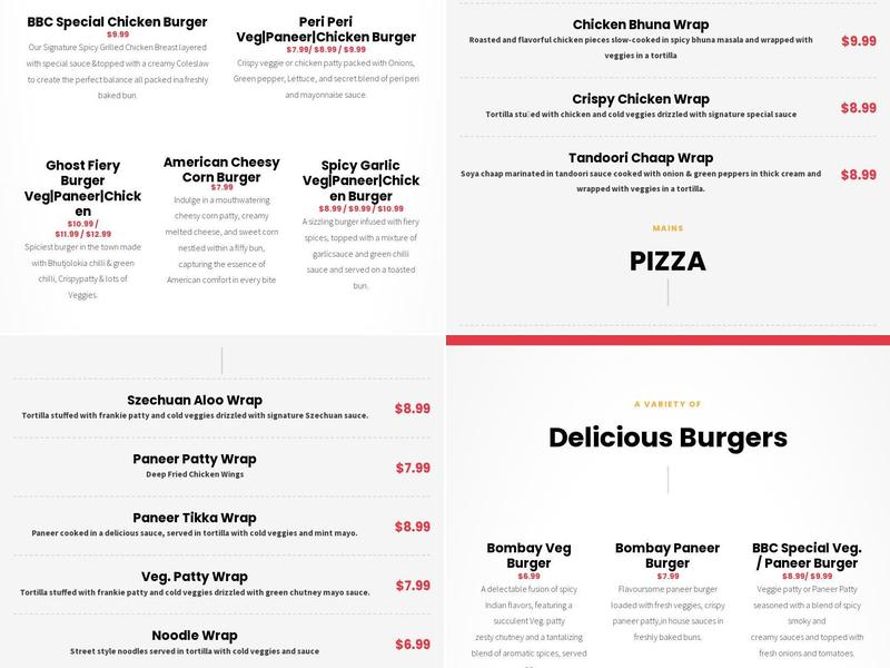 Bombay Burger & Chaat Menu